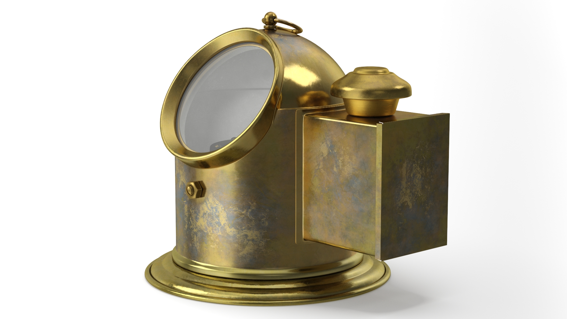 Antique Marine Binnacle Boat Oil Lamp Old Brass Open 3D