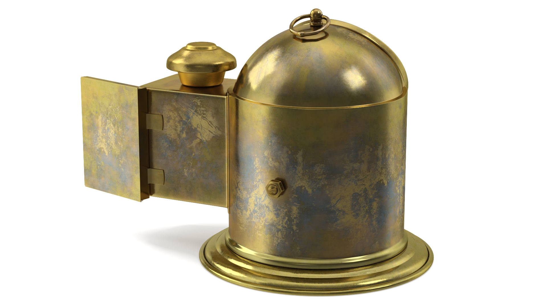 Antique Marine Binnacle Boat Oil Lamp Old Brass Open 3D