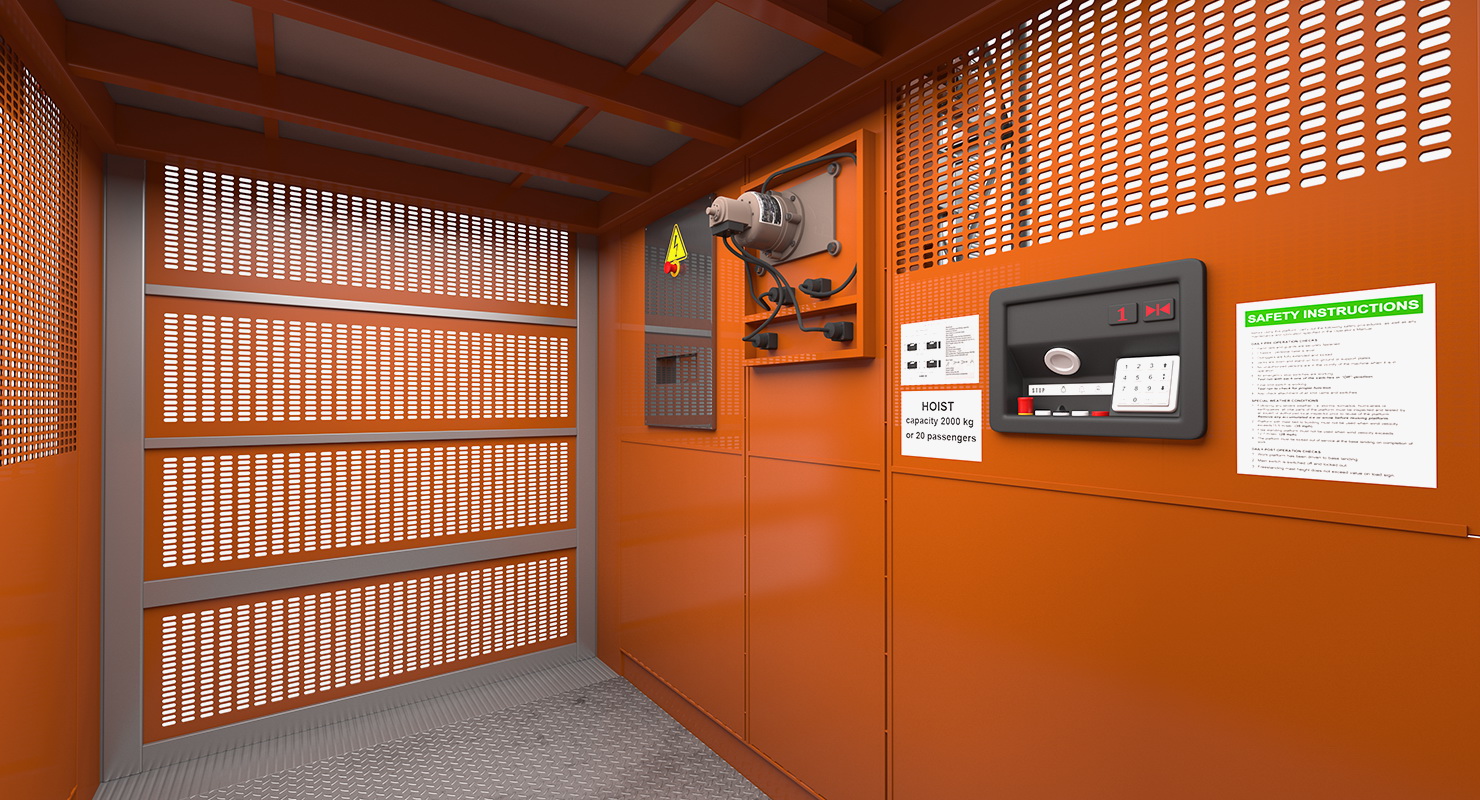 Heavy Duty Construction Passenger Hoist 3D model