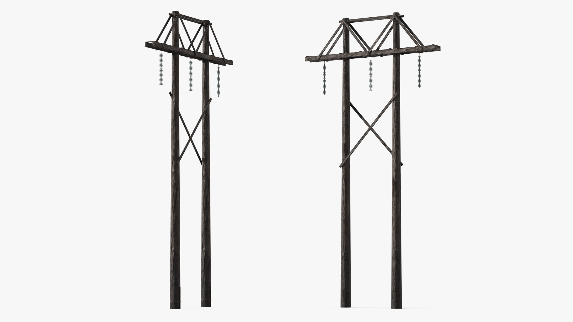 Wooden Utility Pole Structure Brown Old - view 2