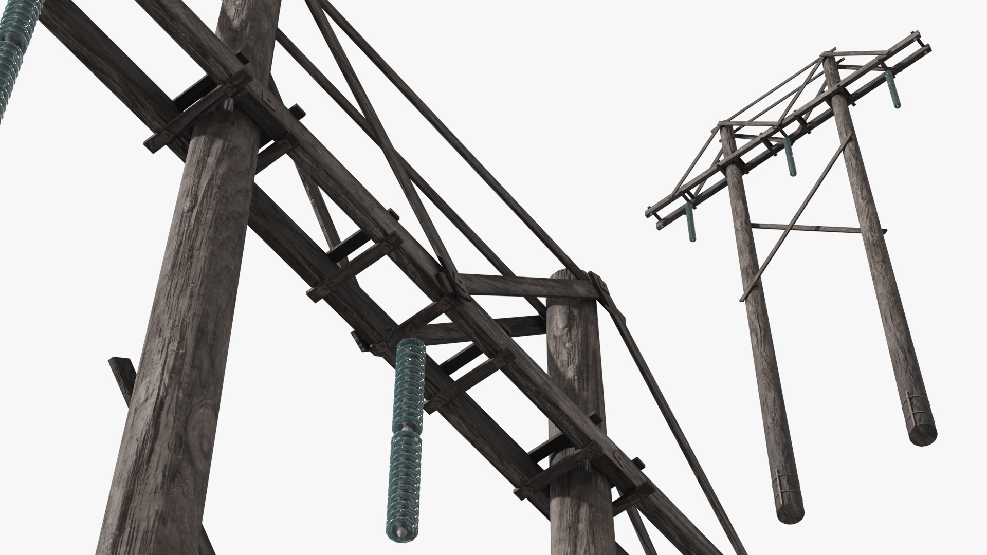 Wooden Utility Pole Structure Brown Old - view 5