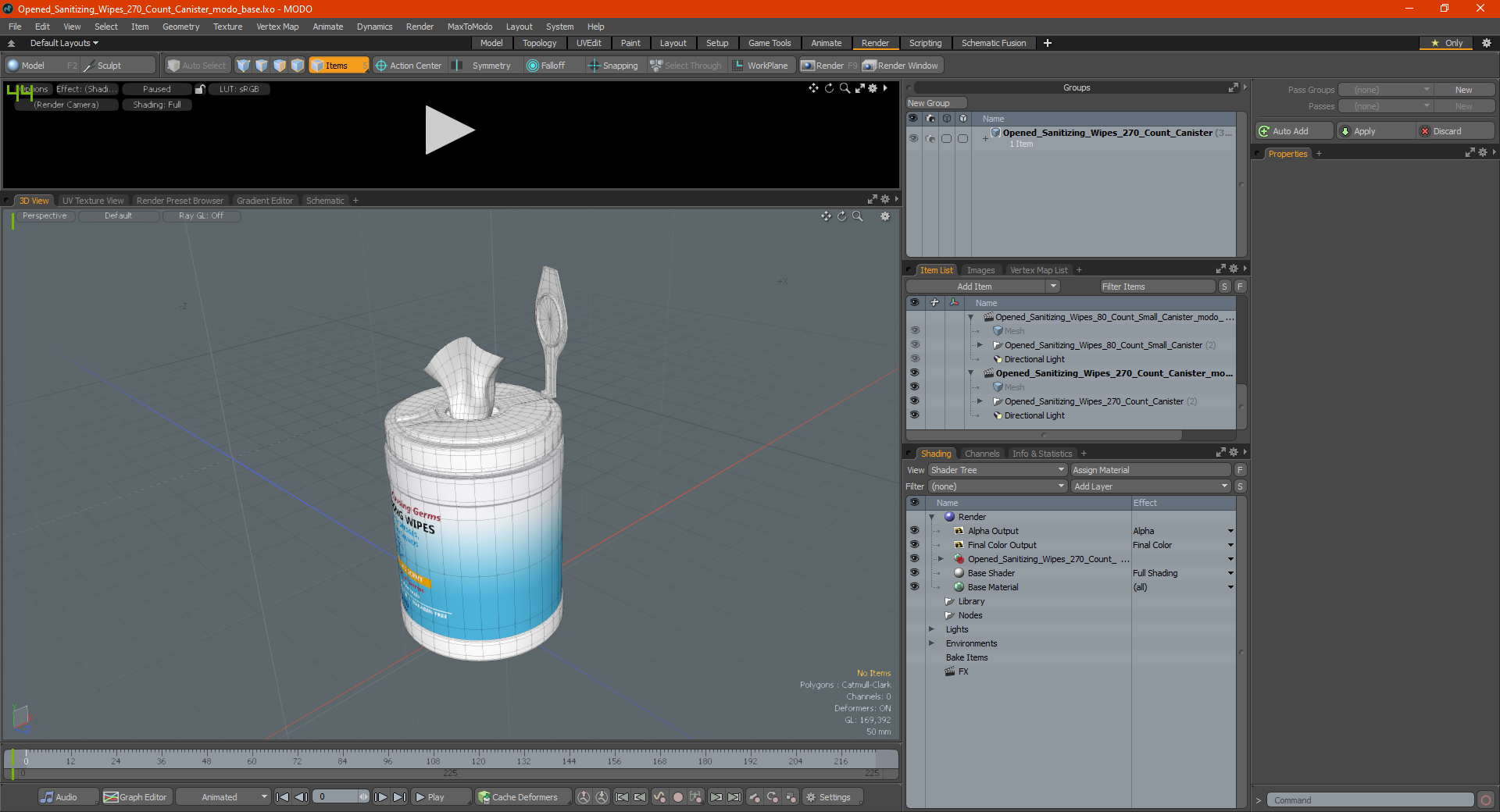 Opened Sanitizing Wipes 270 Count Canister 3D