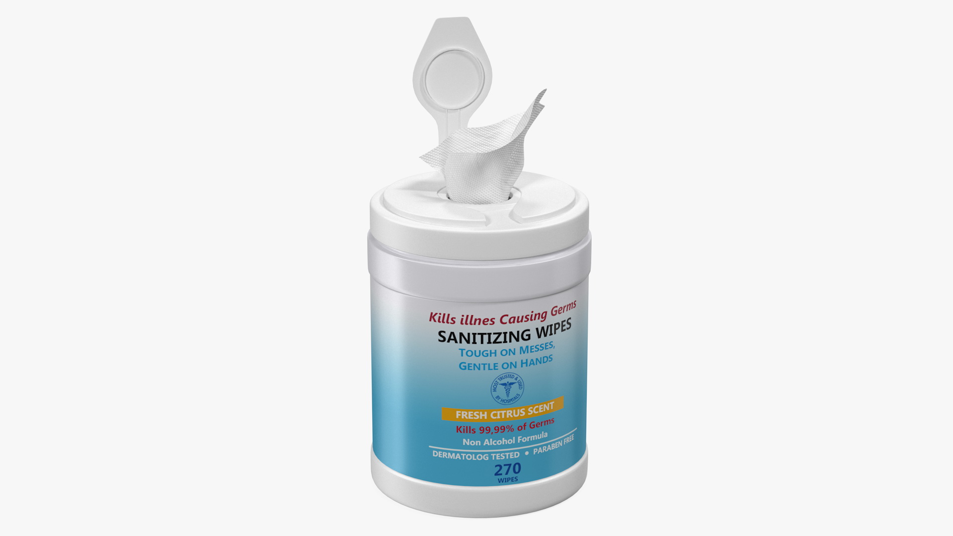 Opened Sanitizing Wipes 270 Count Canister 3D