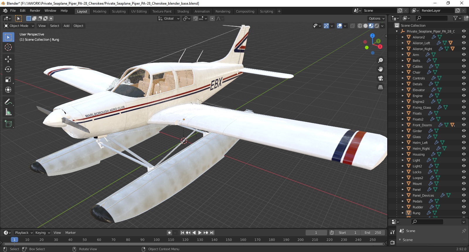 Private Seaplane Piper PA-28 Cherokee 3D