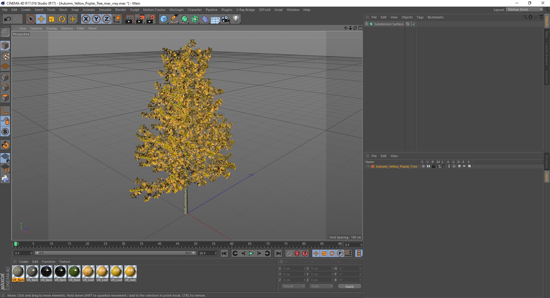 3D model Autumn Yellow Poplar Tree