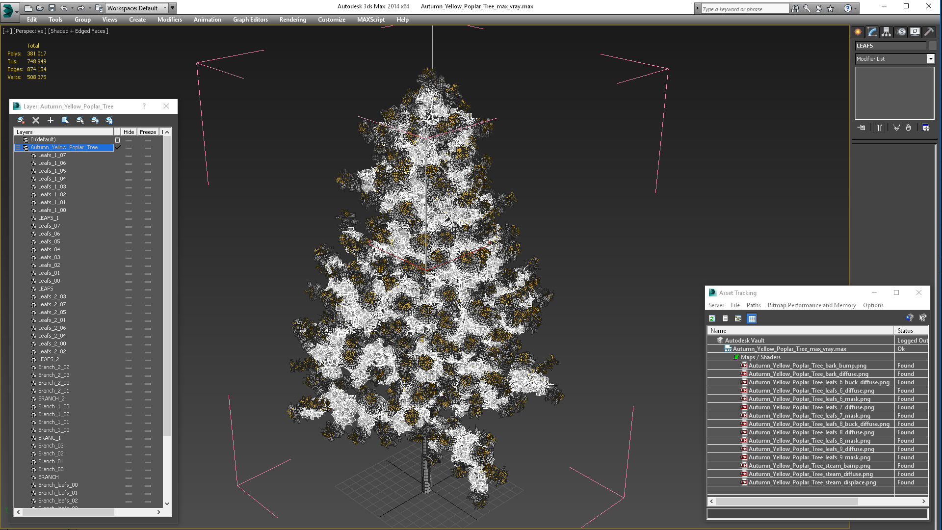 3D model Autumn Yellow Poplar Tree