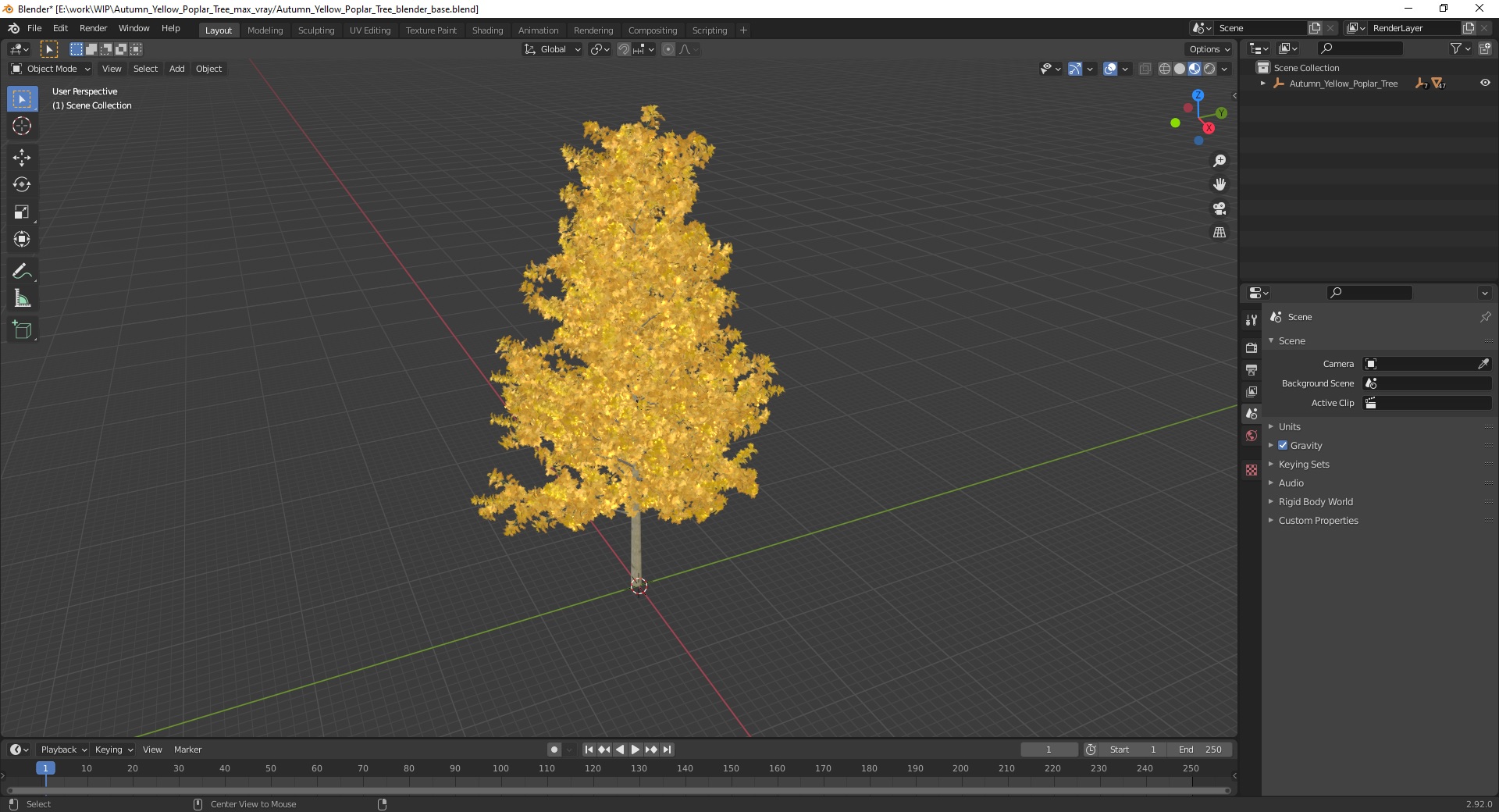 3D model Autumn Yellow Poplar Tree