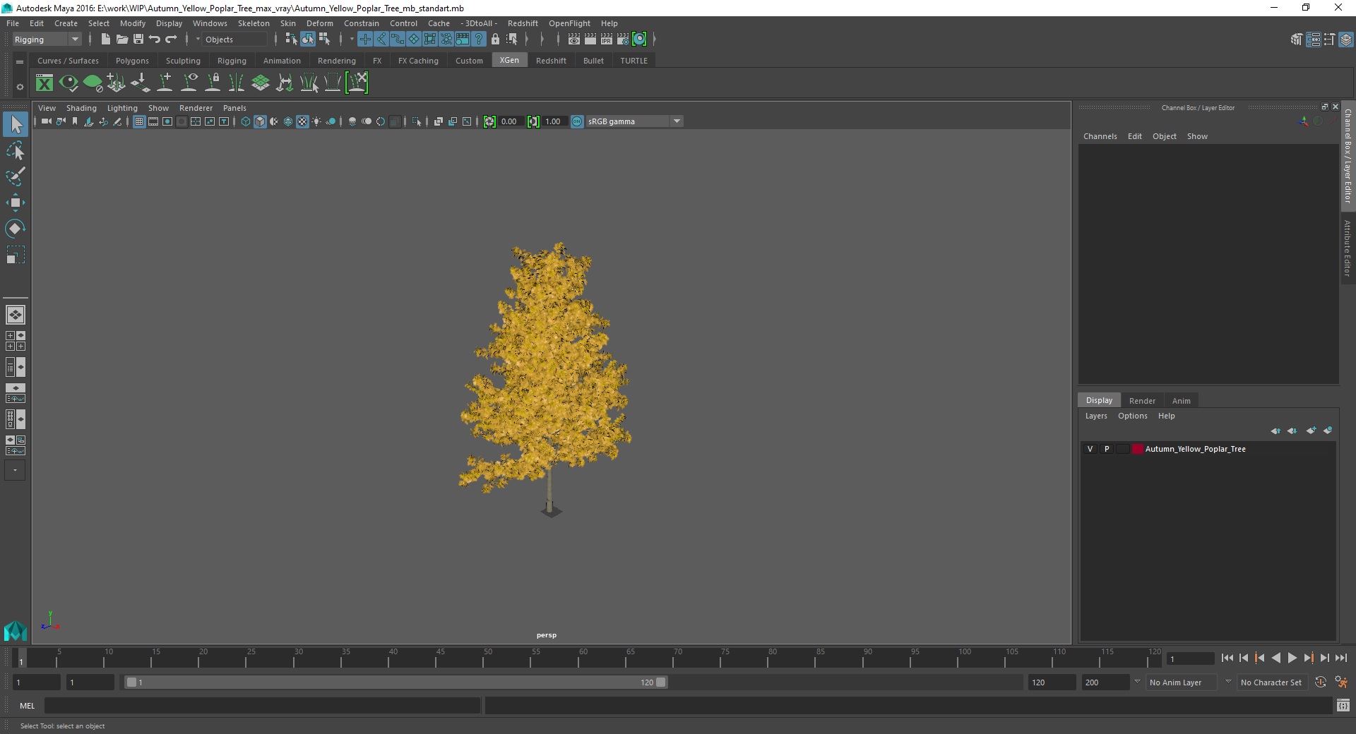3D model Autumn Yellow Poplar Tree