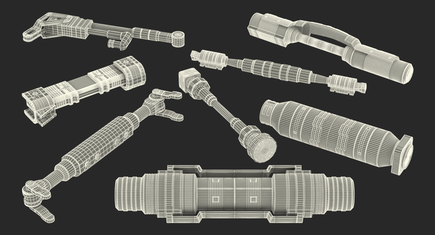 Sci Fi Anodized Pistons Set 3D