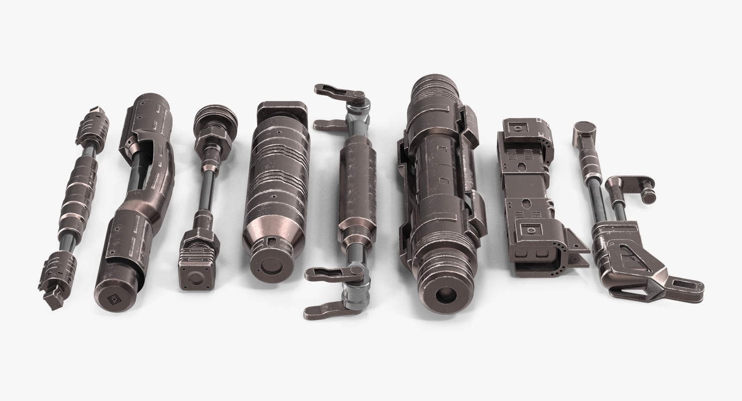 Sci Fi Anodized Pistons Set 3D