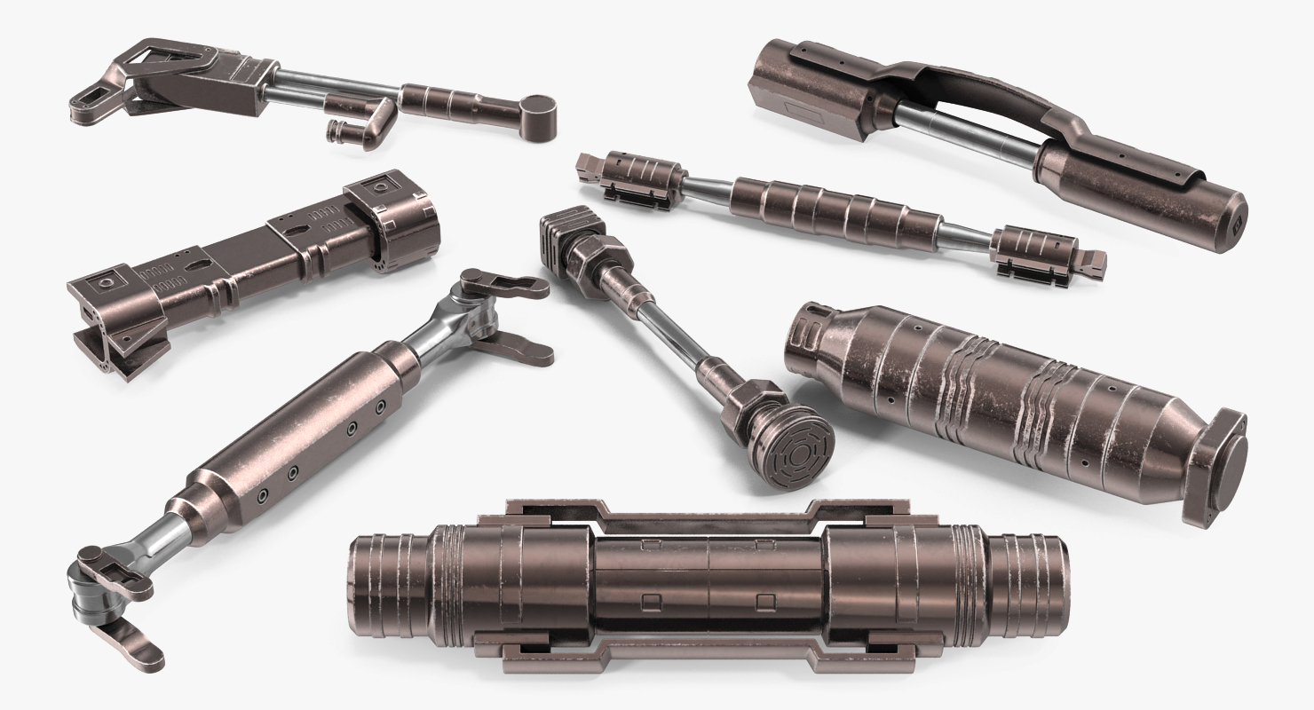 Sci Fi Anodized Pistons Set 3D