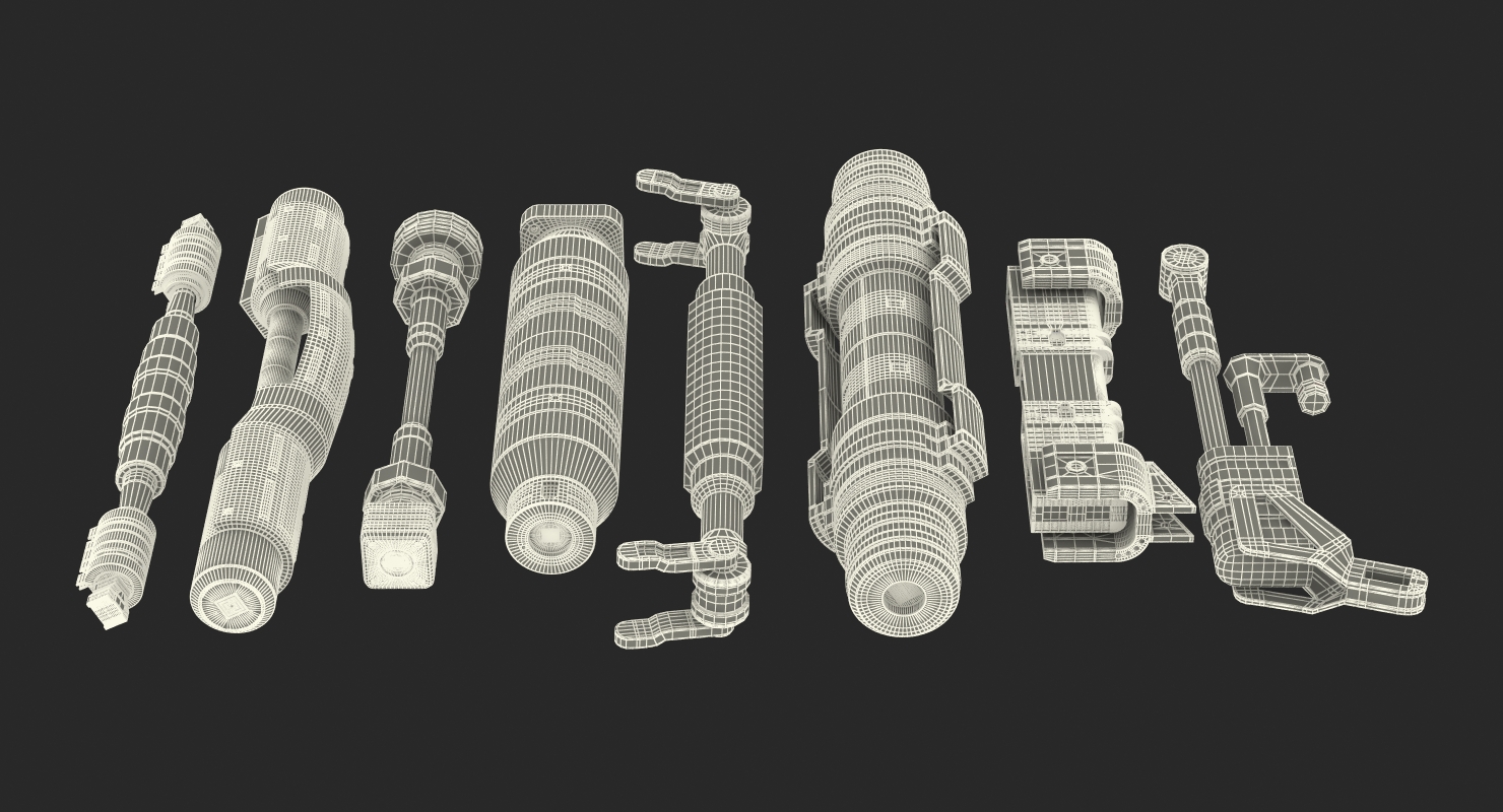 Sci Fi Anodized Pistons Set 3D