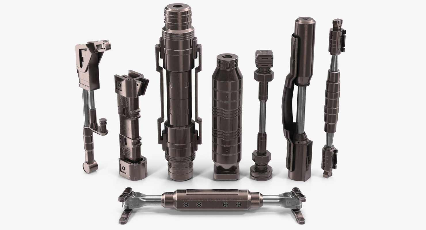 Sci Fi Anodized Pistons Set 3D