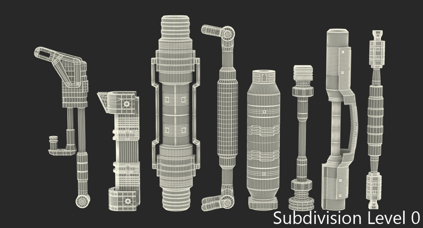 Sci Fi Anodized Pistons Set 3D