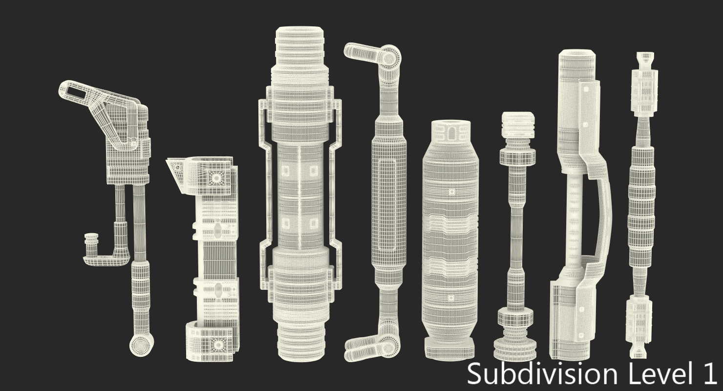 Sci Fi Anodized Pistons Set 3D