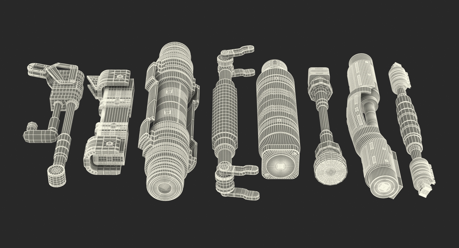 Sci Fi Anodized Pistons Set 3D