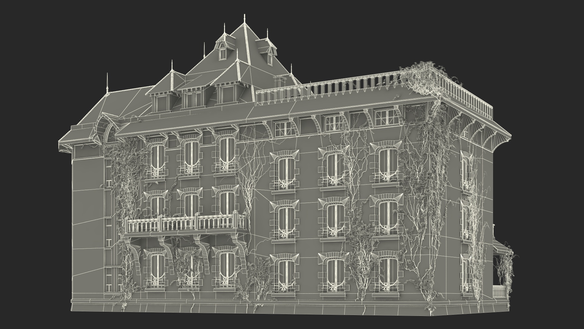 3D Spooky Old Mansion model