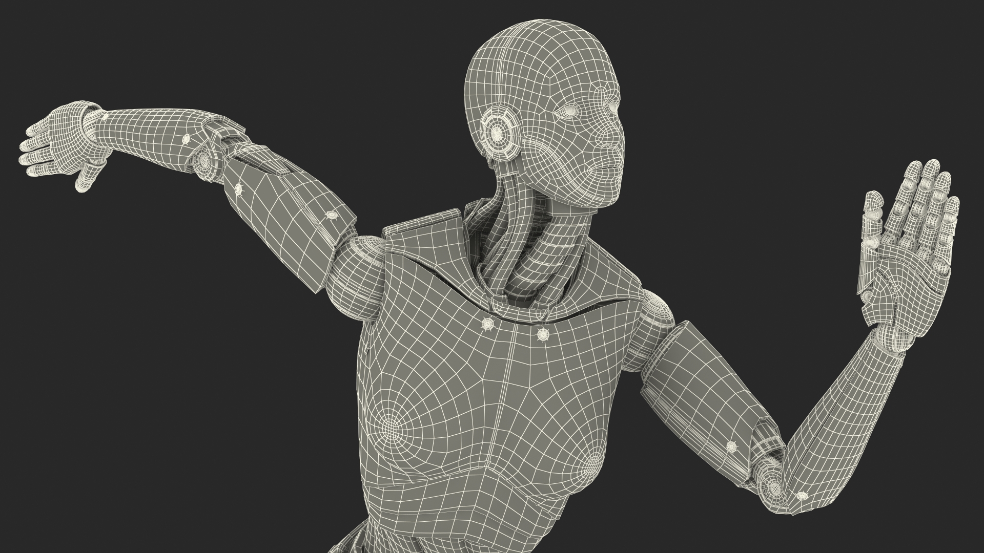 Female Cyborg Run Pose 3D