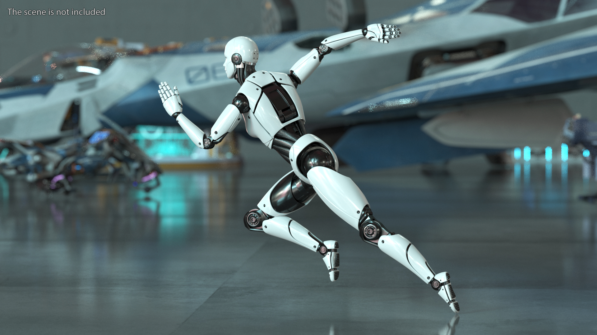 Female Cyborg Run Pose 3D