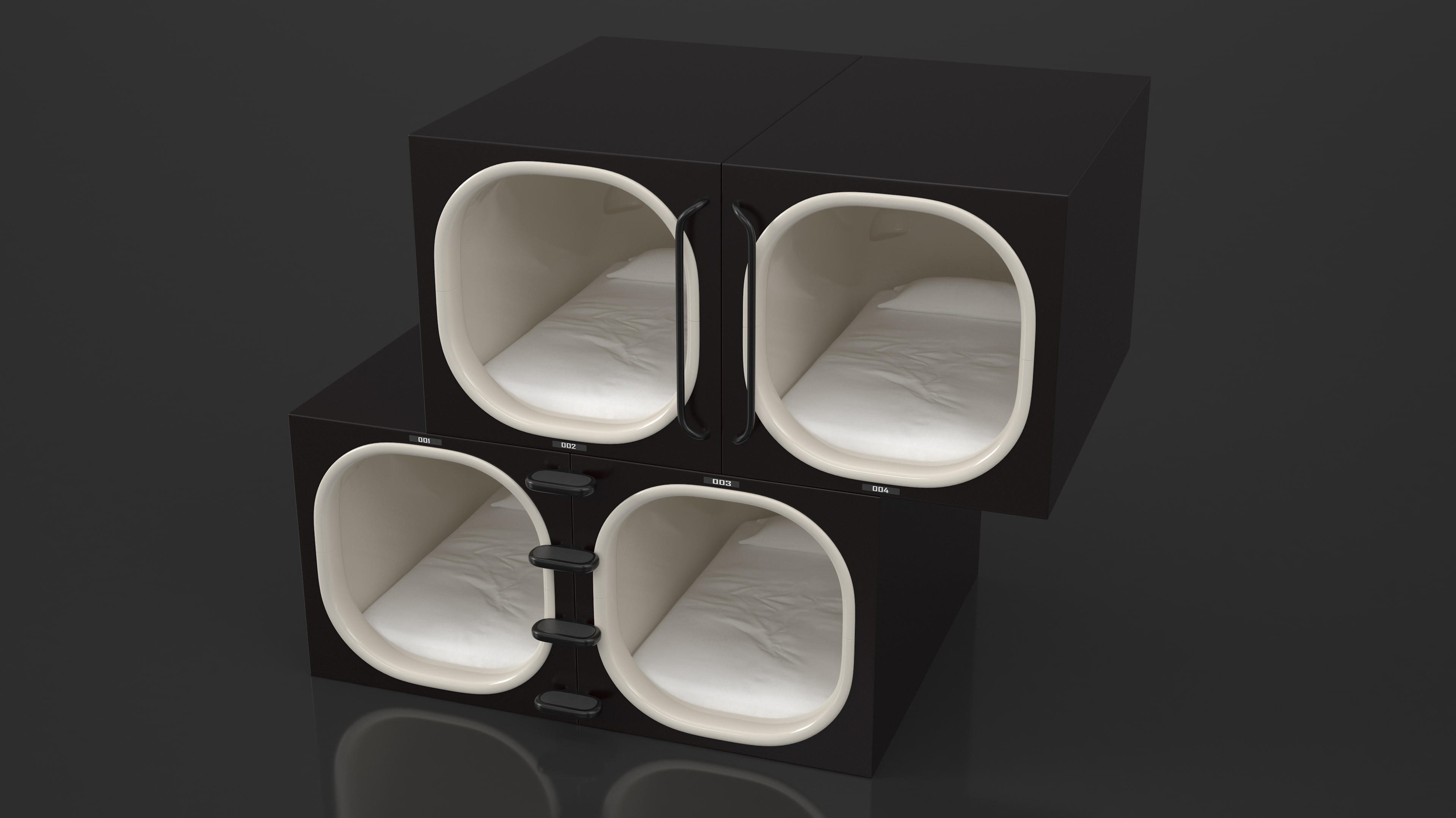 3D model Black Futuristic Capsule Hotel