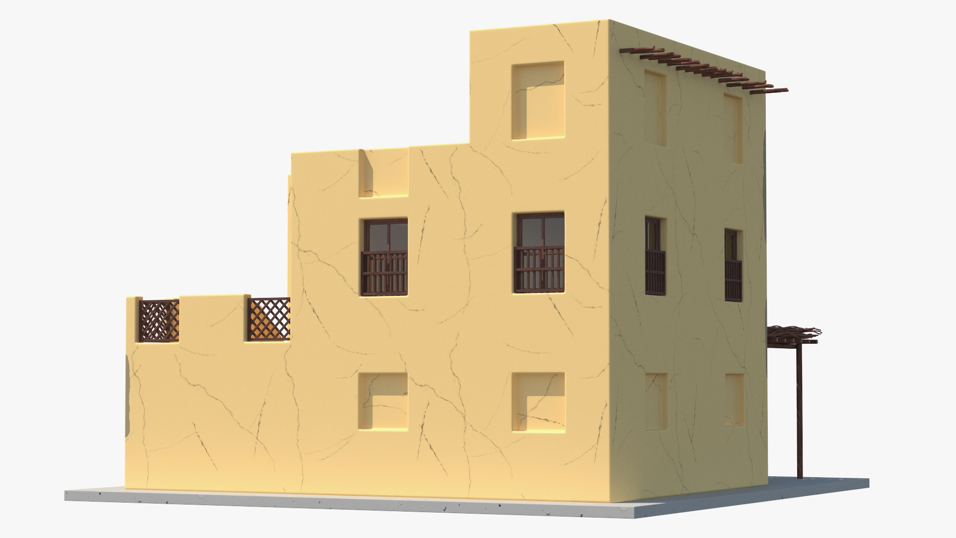 3D model Cartoon Arabian Traditional House with Canopy