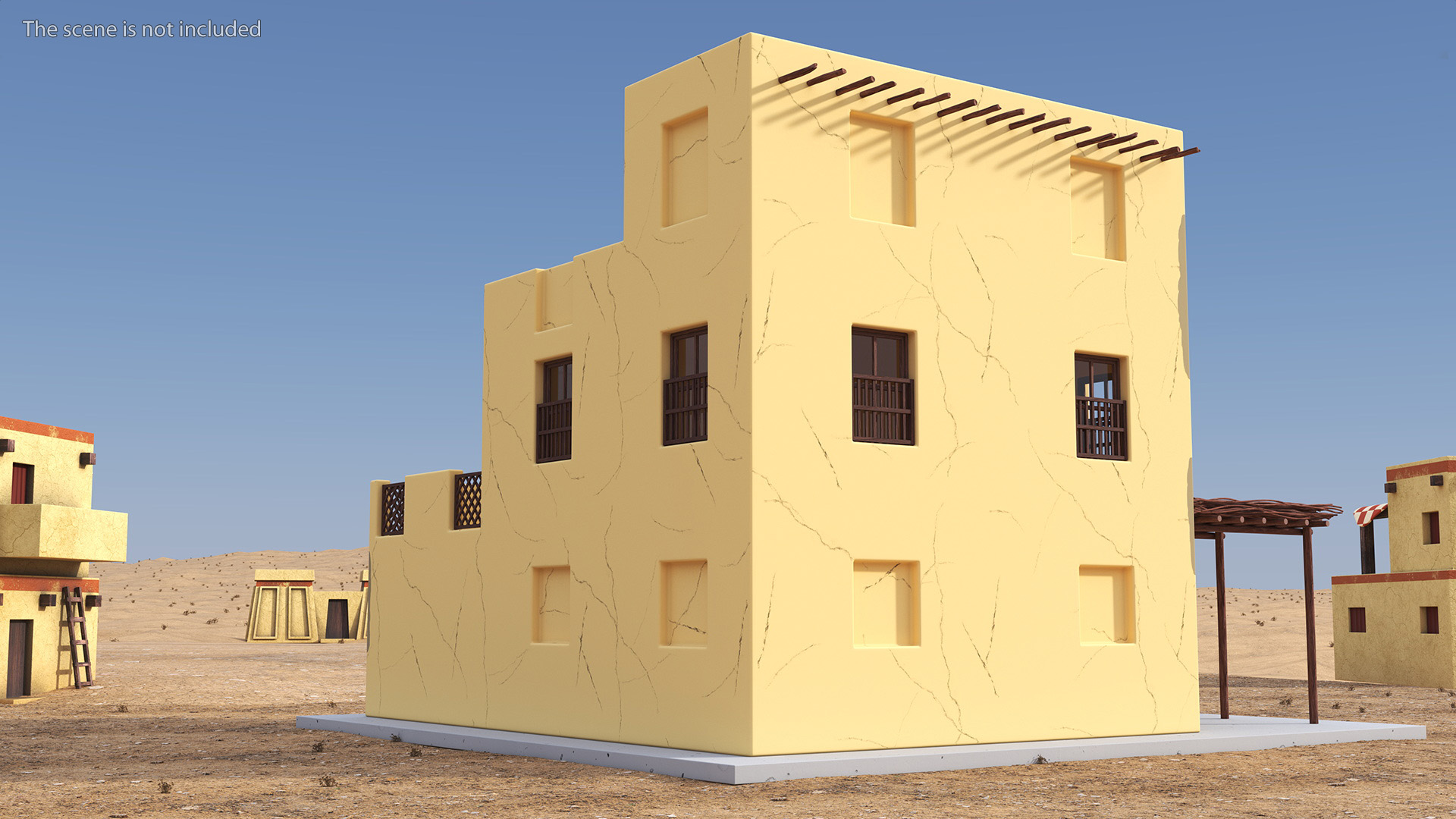 3D model Cartoon Arabian Traditional House with Canopy
