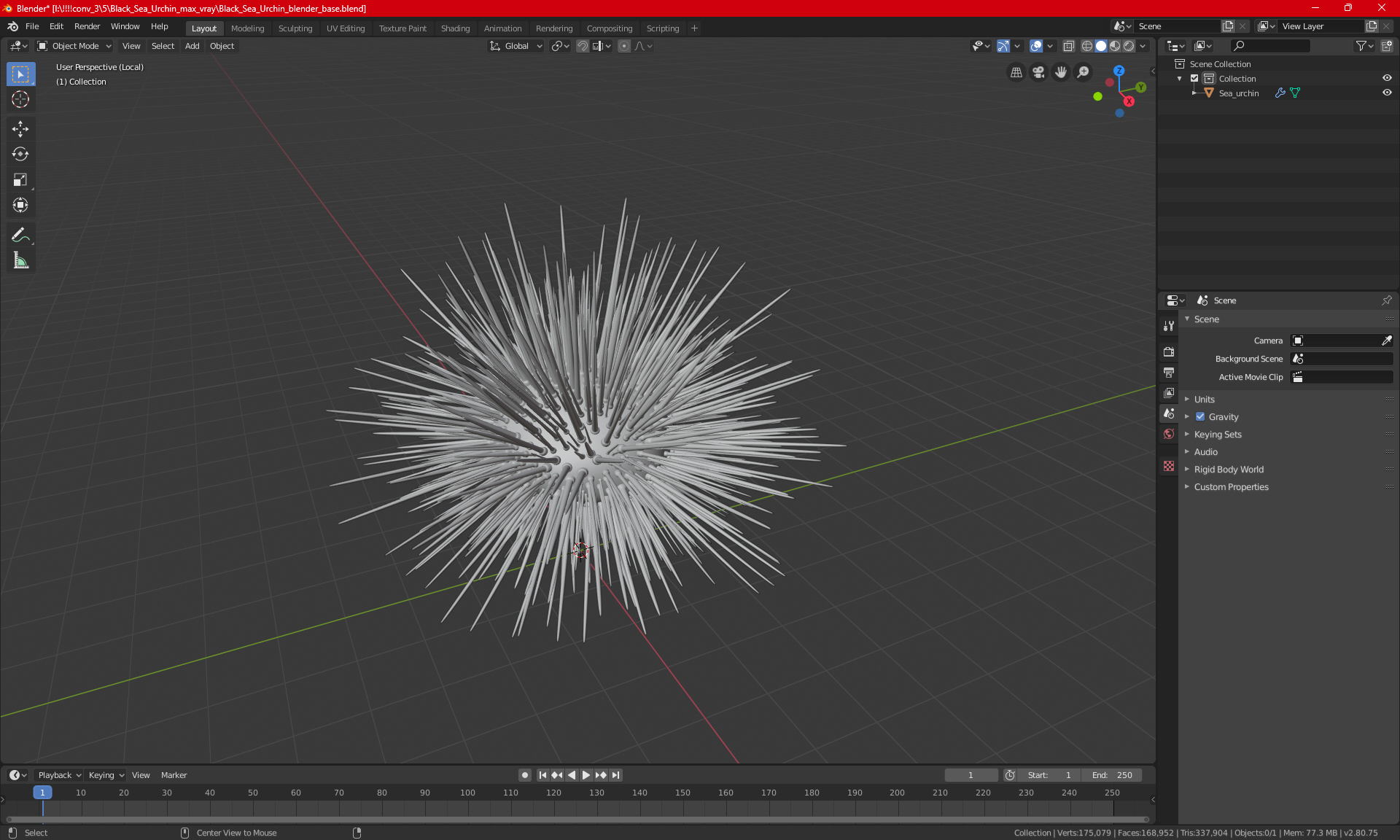 Purple Sea Urchin 3D