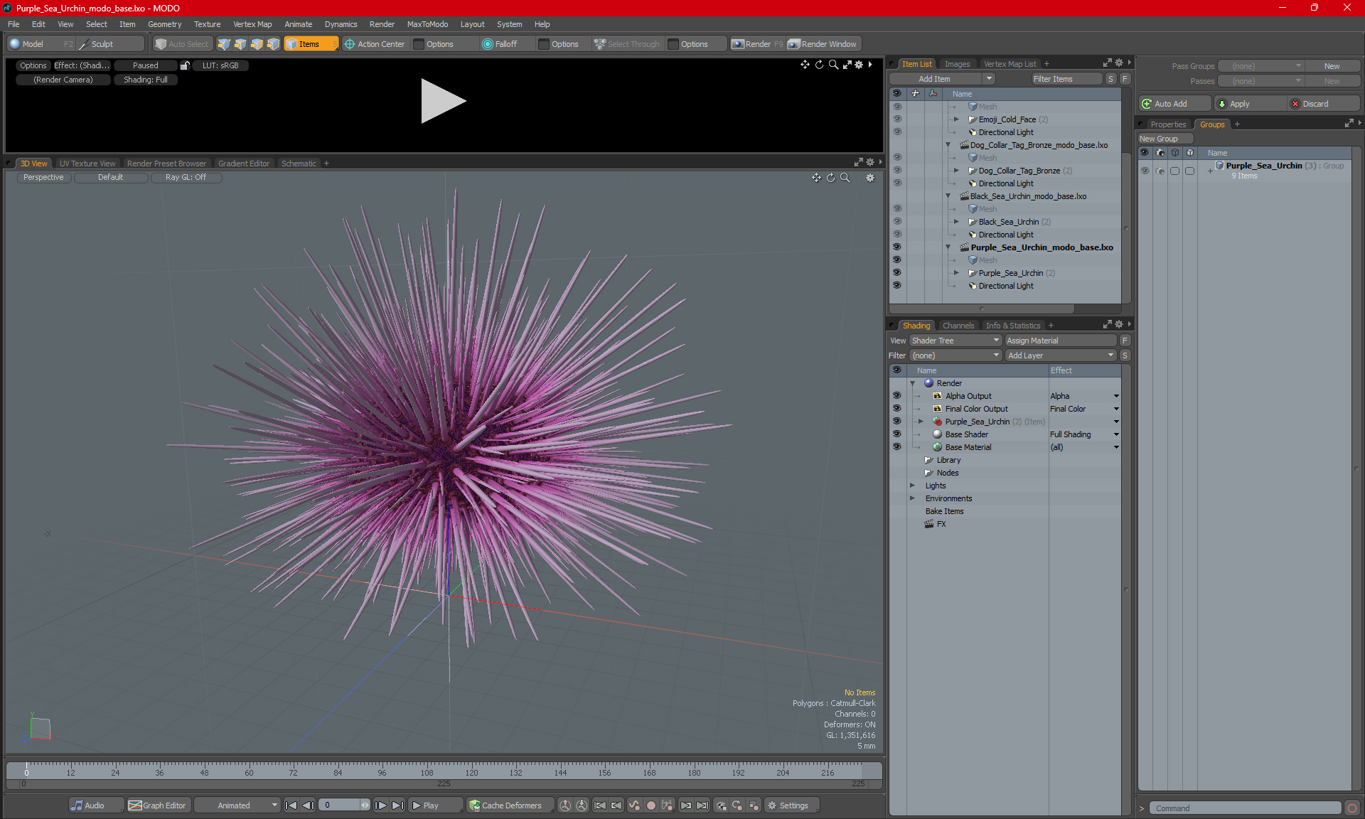 Purple Sea Urchin 3D