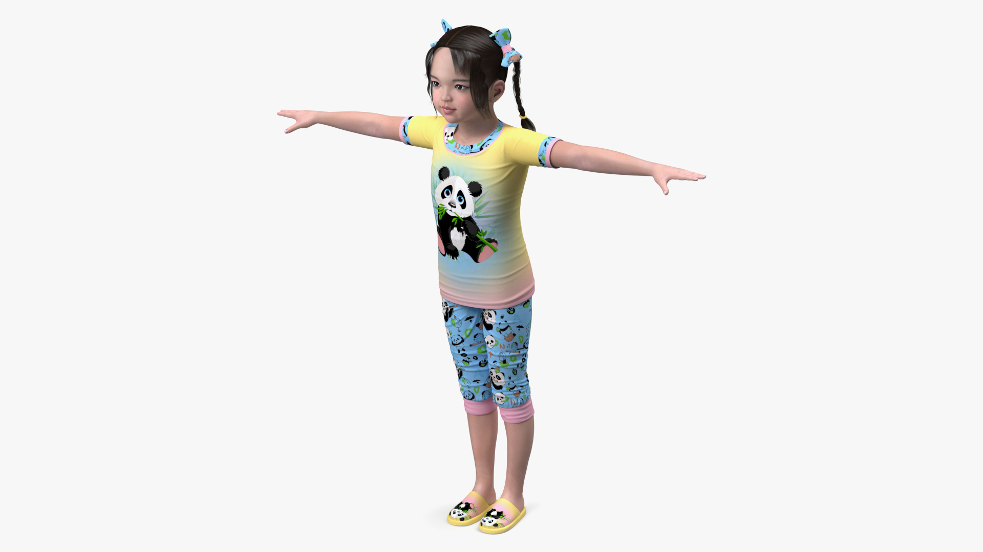 Asian Girl Baby in Pajamas Rigged for Modo 3D