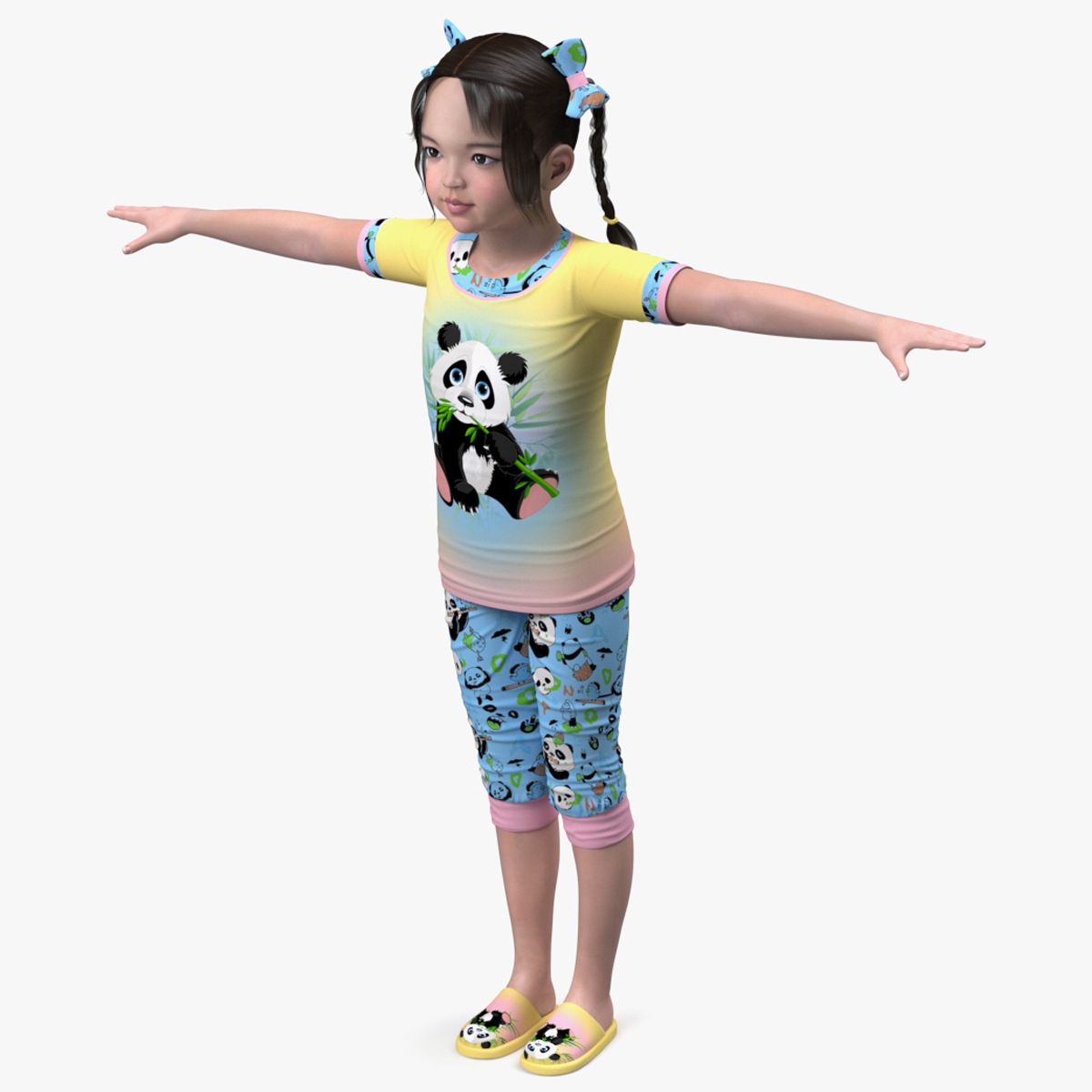 Asian Girl Baby in Pajamas Rigged for Modo 3D