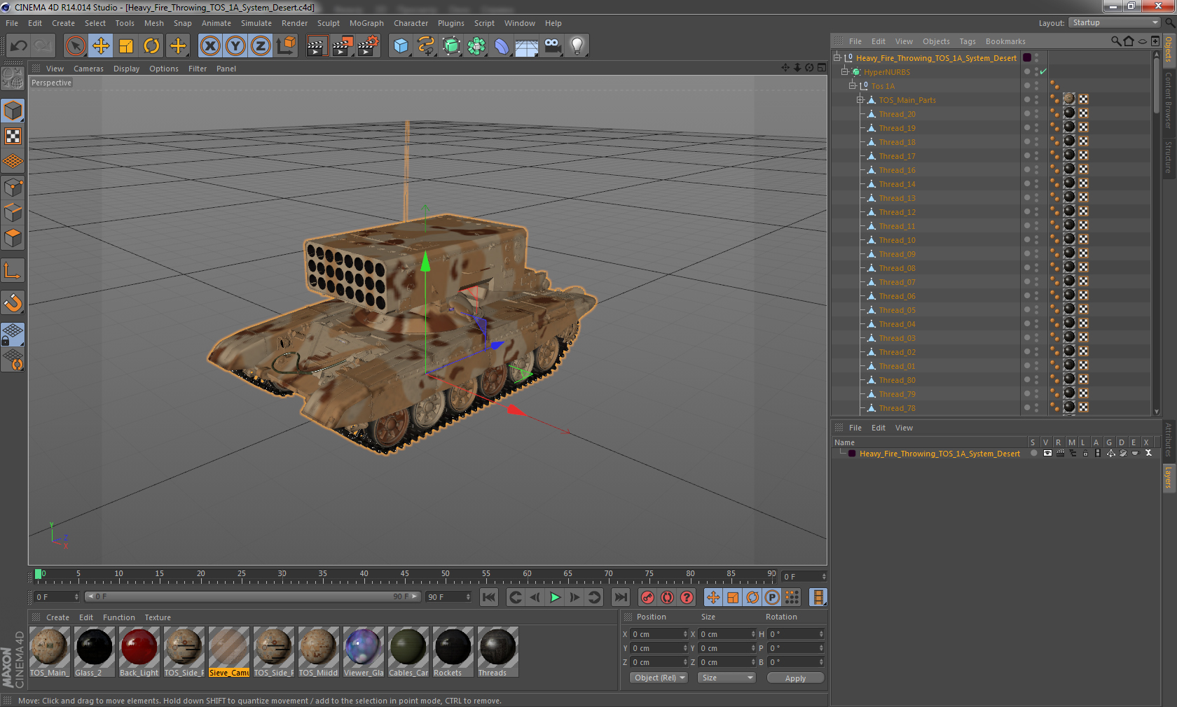 3D model Heavy Fire Throwing TOS 1A System Desert