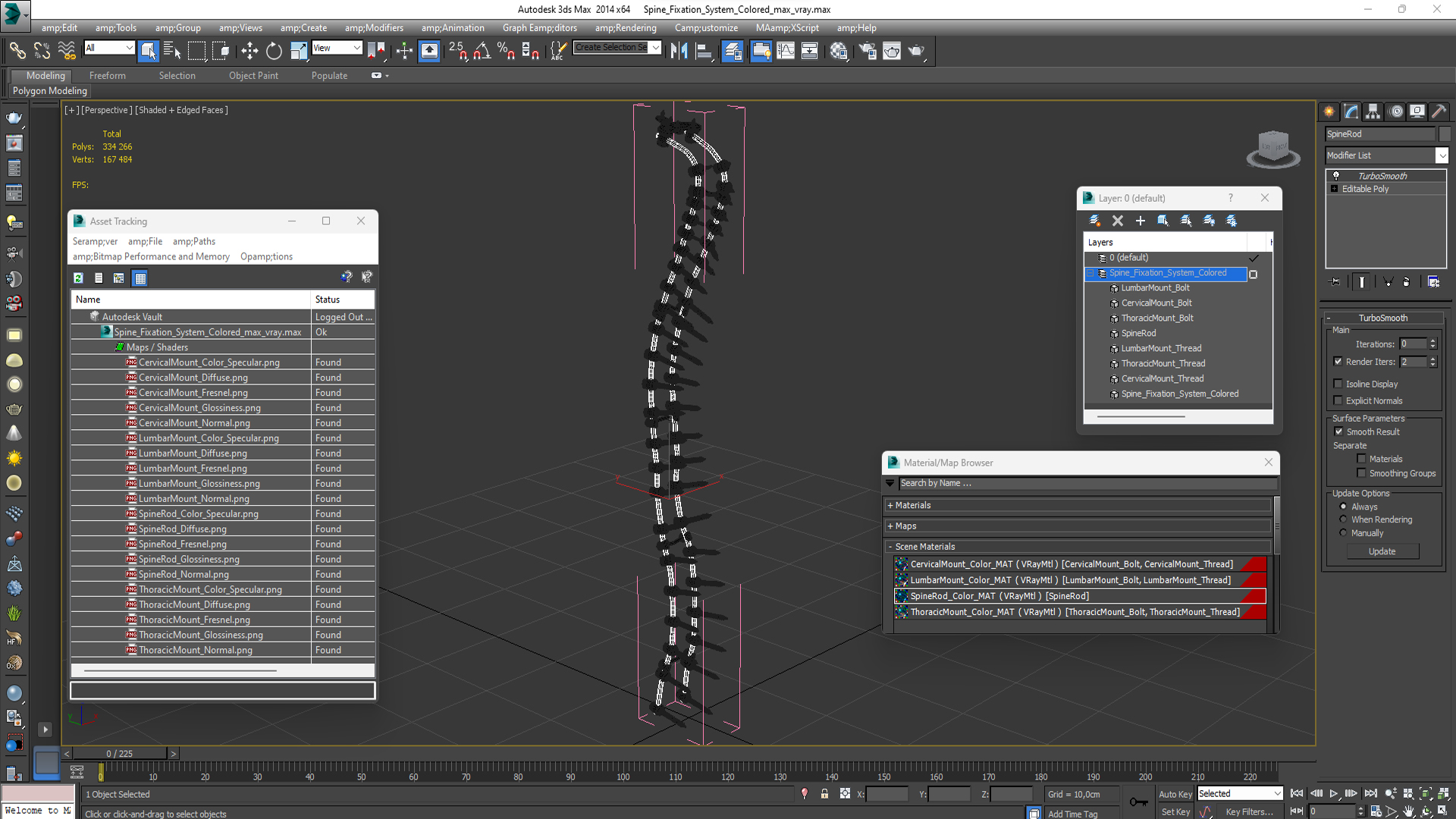 Spine Fixation System Colored 3D model