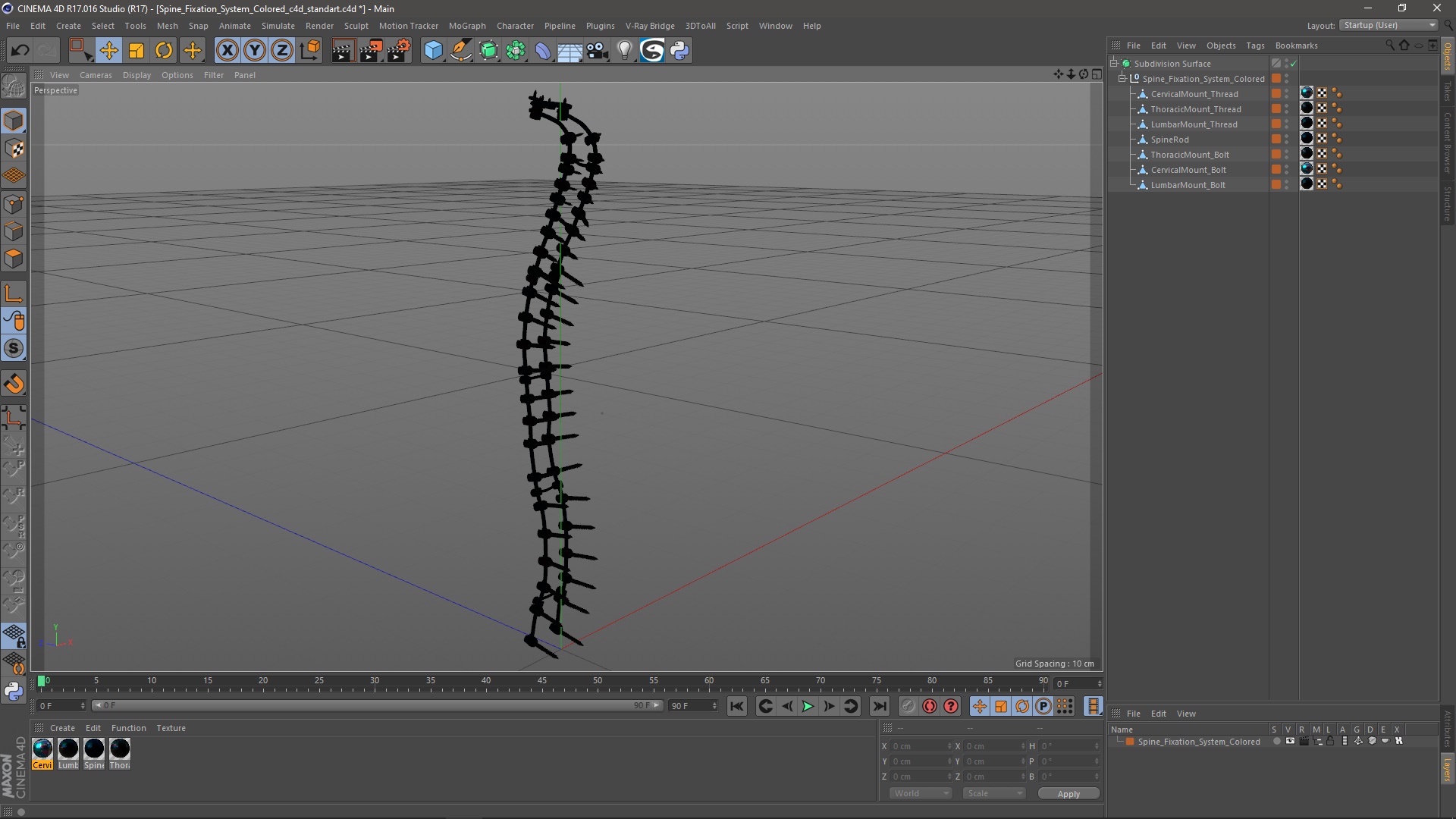 Spine Fixation System Colored 3D model