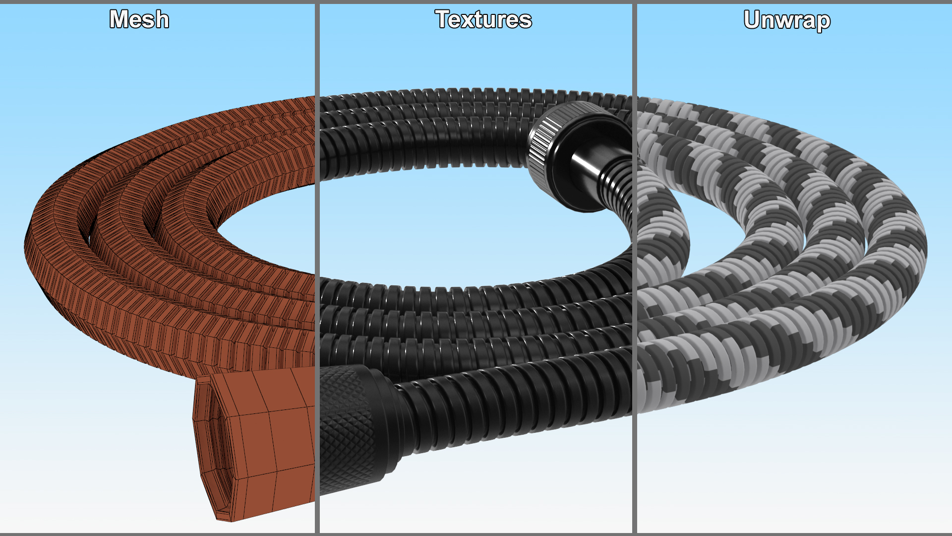 Long Shower Hose Black 3D