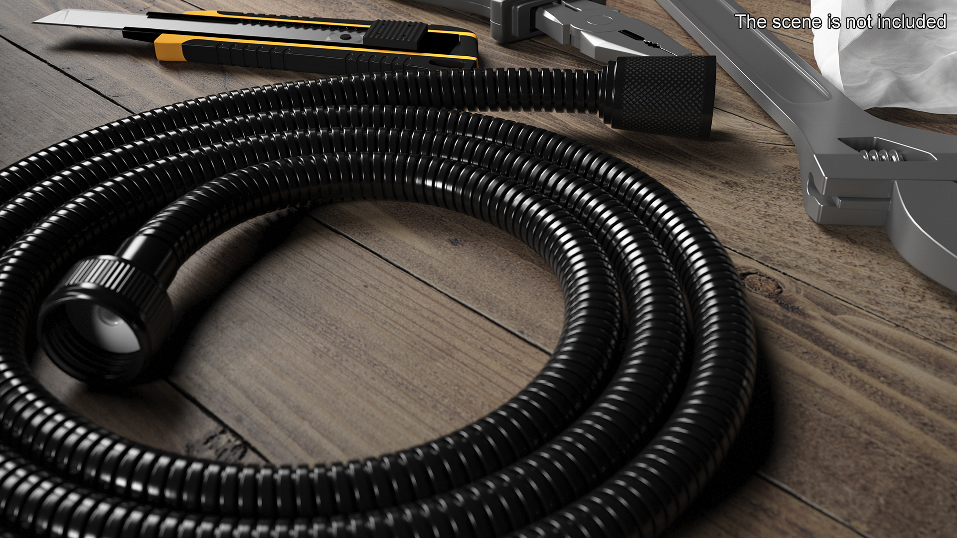 Long Shower Hose Black 3D