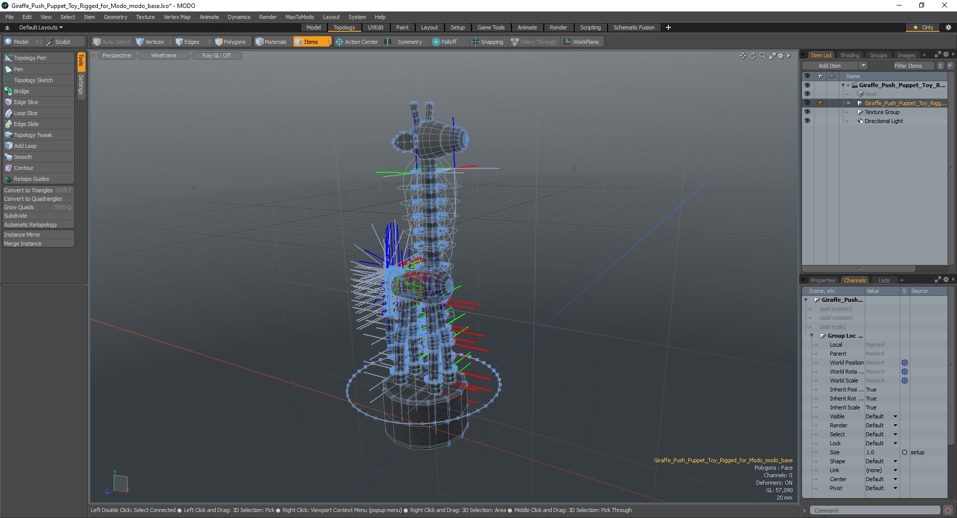 Giraffe Push Puppet Toy Rigged for Modo 3D model