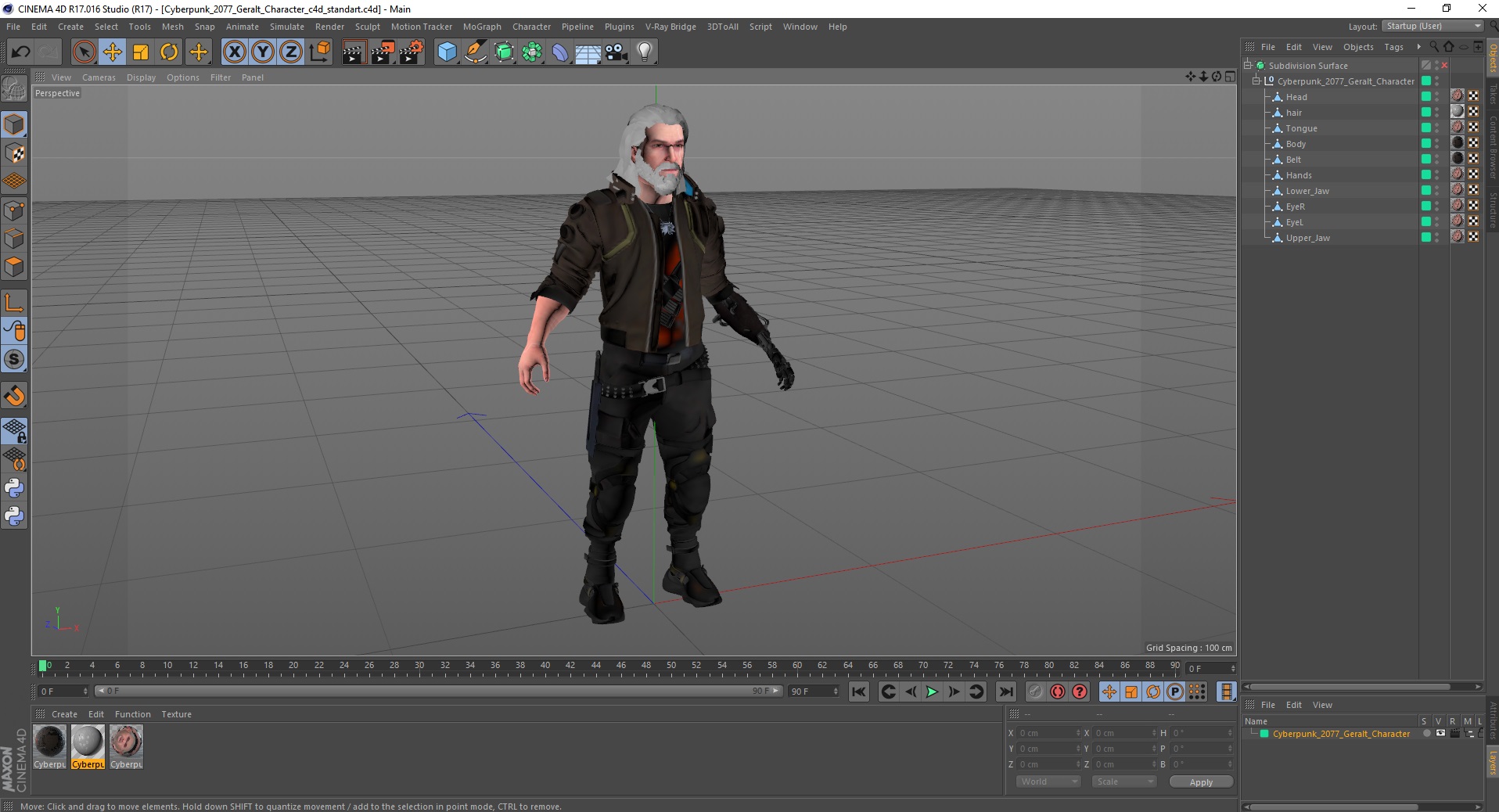 3D Cyberpunk 2077 Geralt Character
