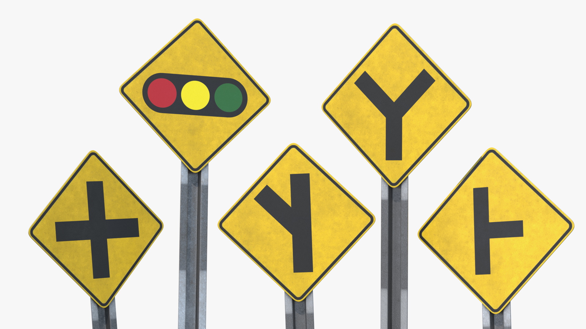 Intersection Warning Road Signs Set - view 2