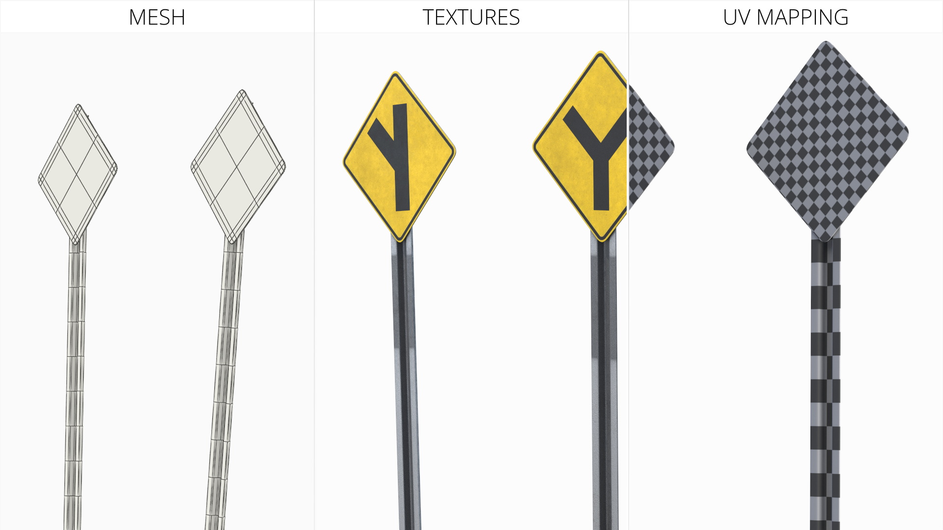 Intersection Warning Road Signs Set - view 9