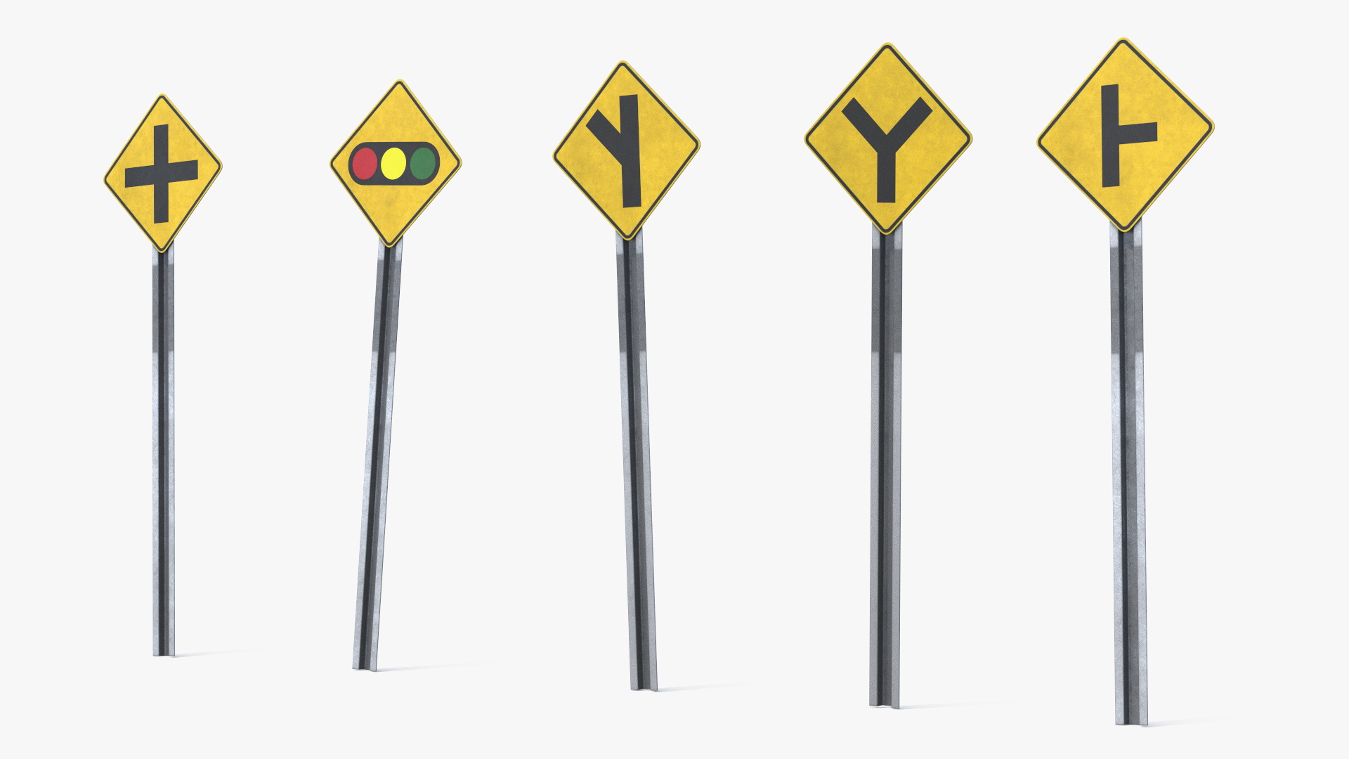 Intersection Warning Road Signs Set - view 5