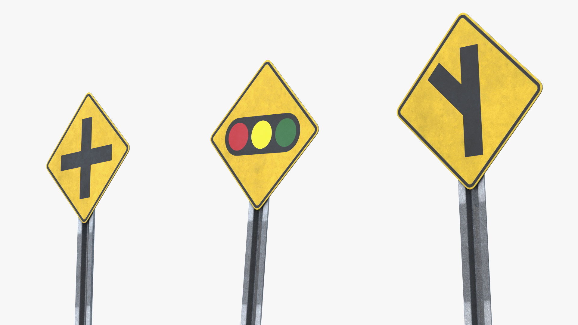 Intersection Warning Road Signs Set - view 8