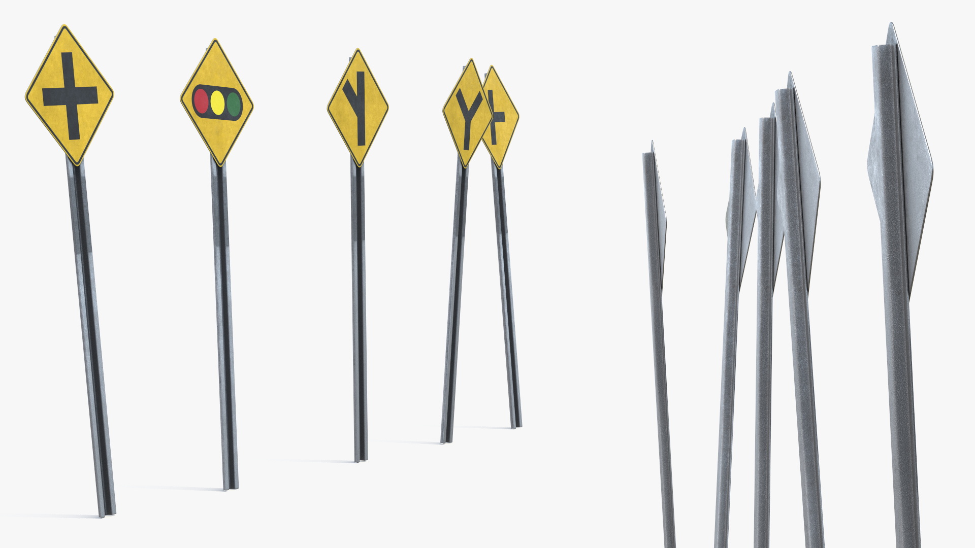Intersection Warning Road Signs Set - view 6