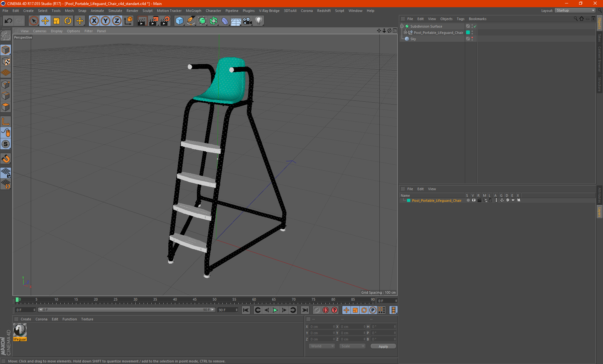 Pool Portable Lifeguard Chair 3D model