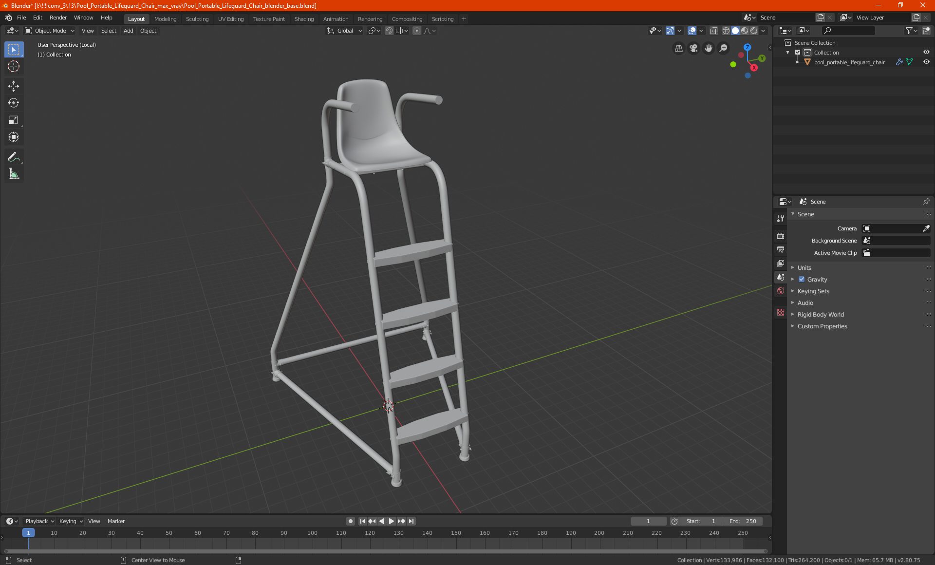 Pool Portable Lifeguard Chair 3D model