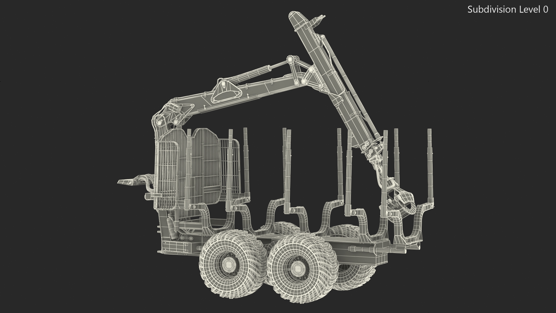 3D model Log Loader Trailer Rigged