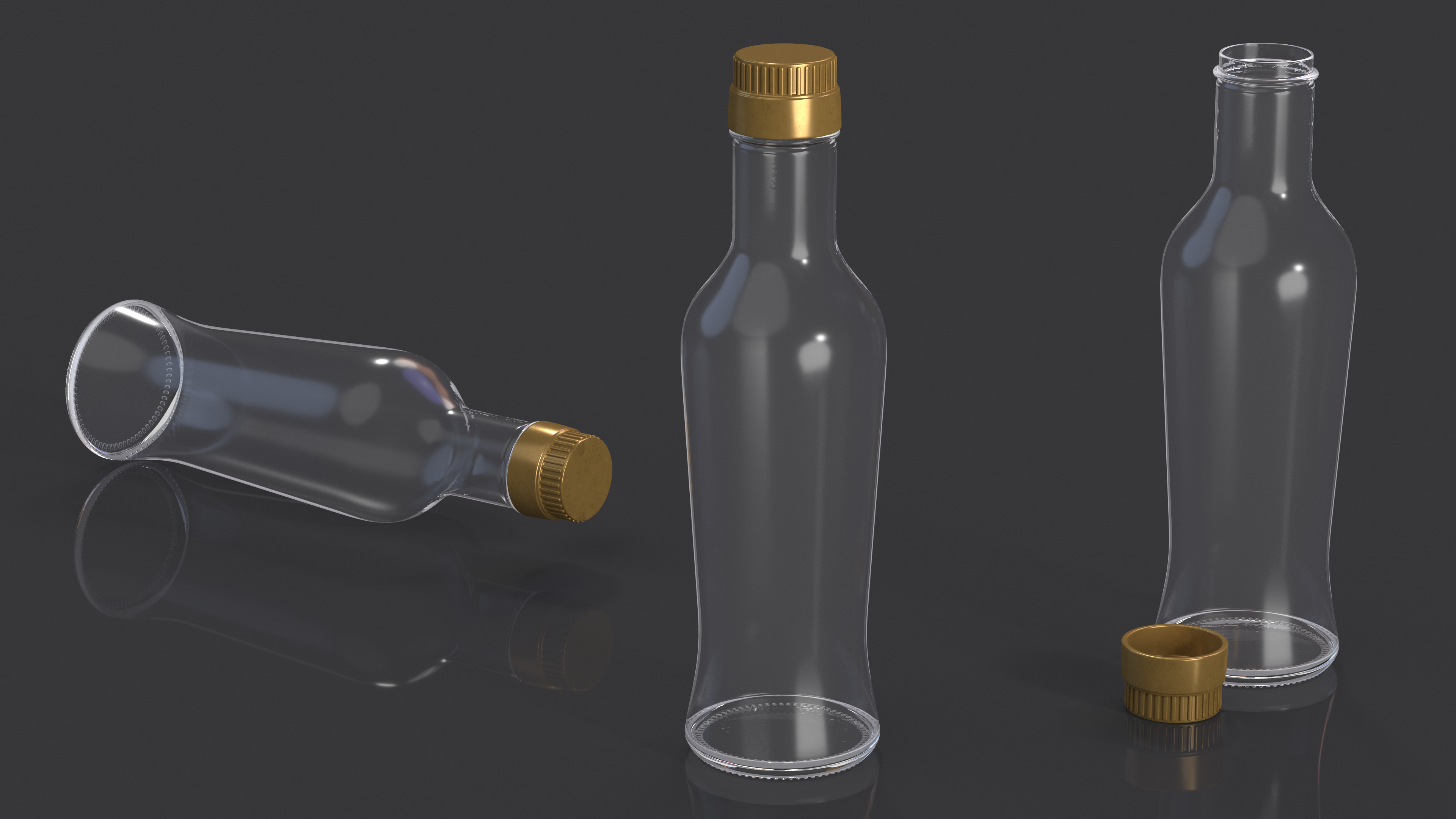 Sauce Bottle with Golden Cap Empty 3D model