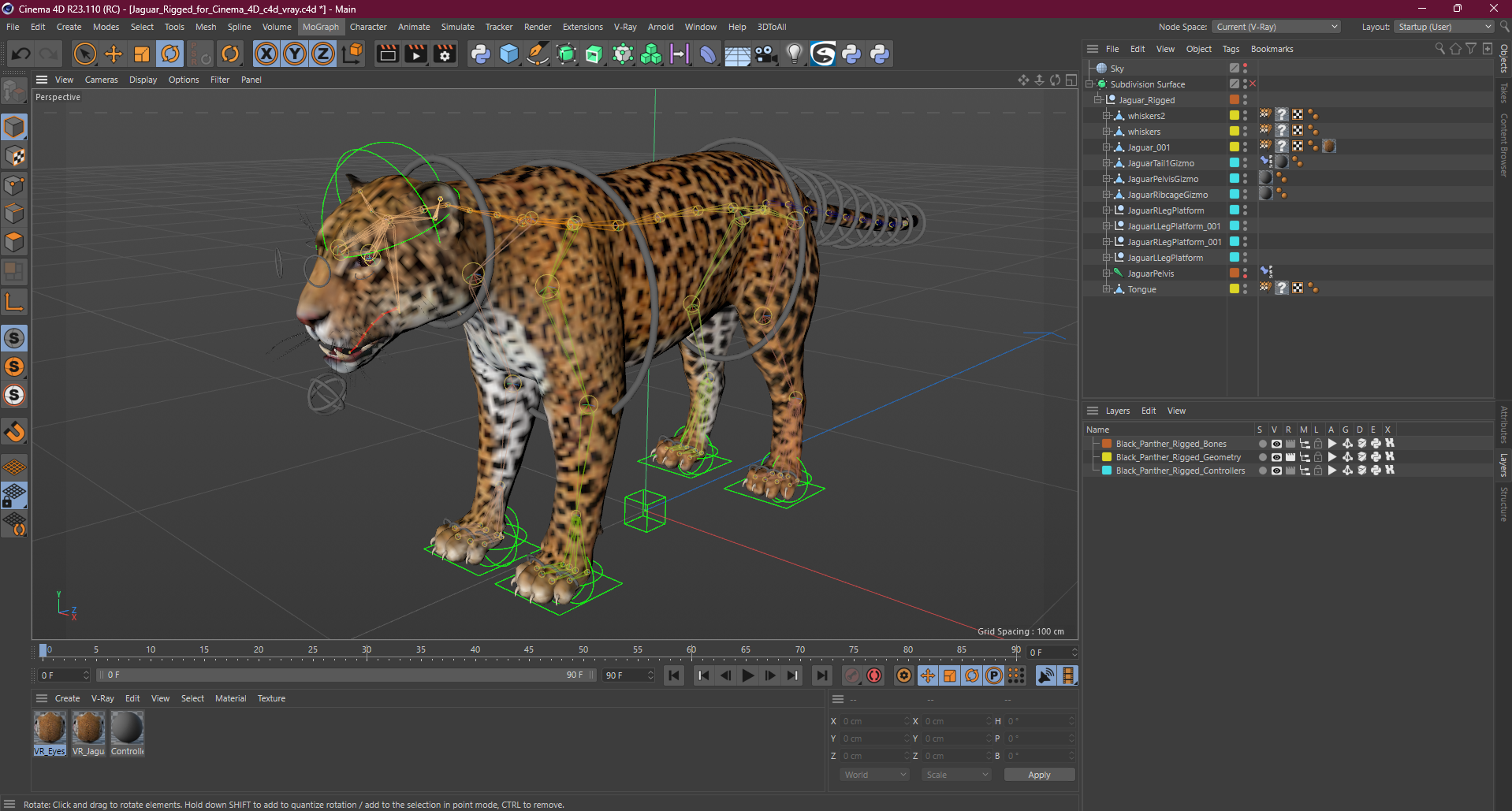 Jaguar Rigged for Cinema 4D 3D