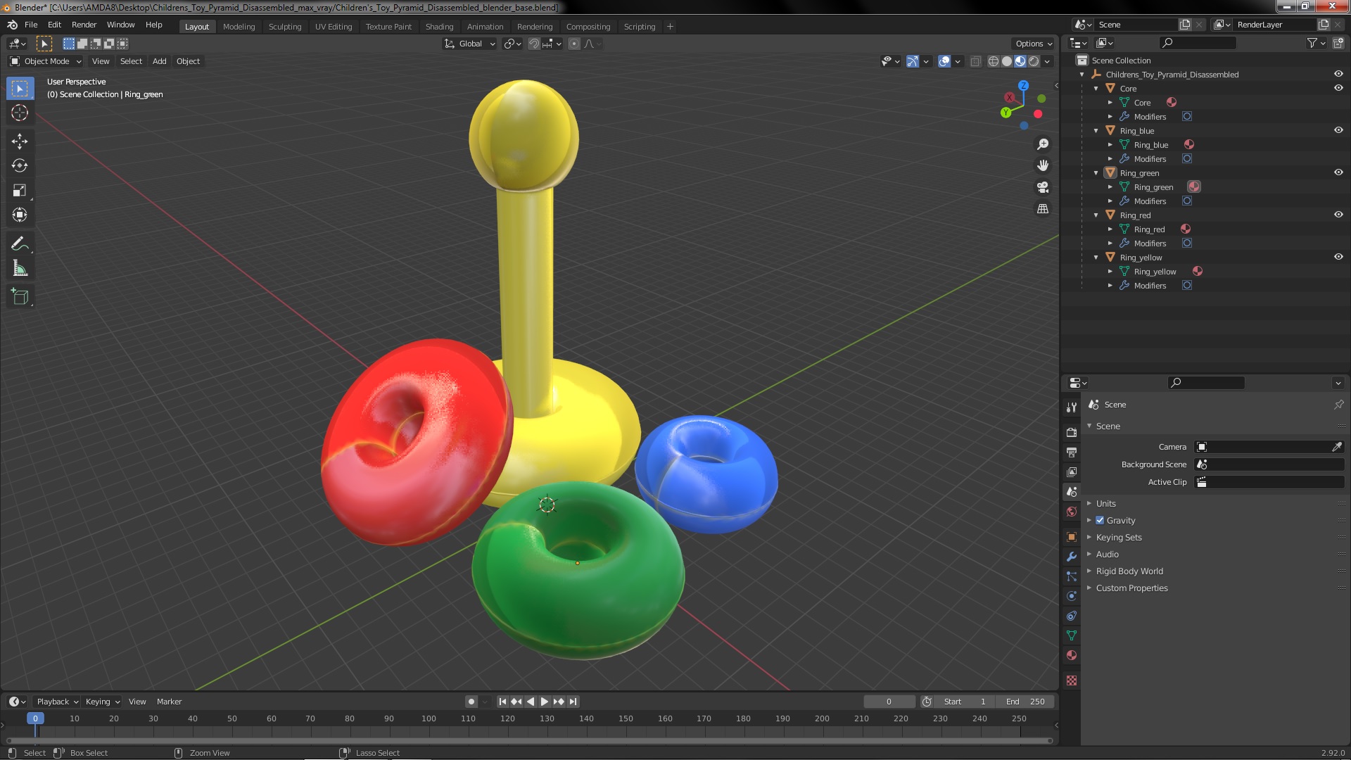 3D model Children's Toy Pyramid Disassembled