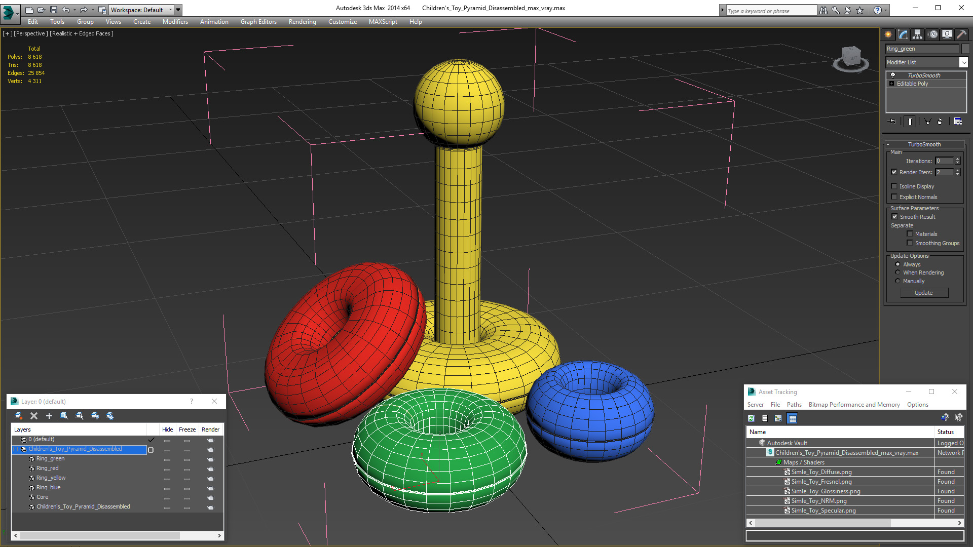 3D model Children's Toy Pyramid Disassembled