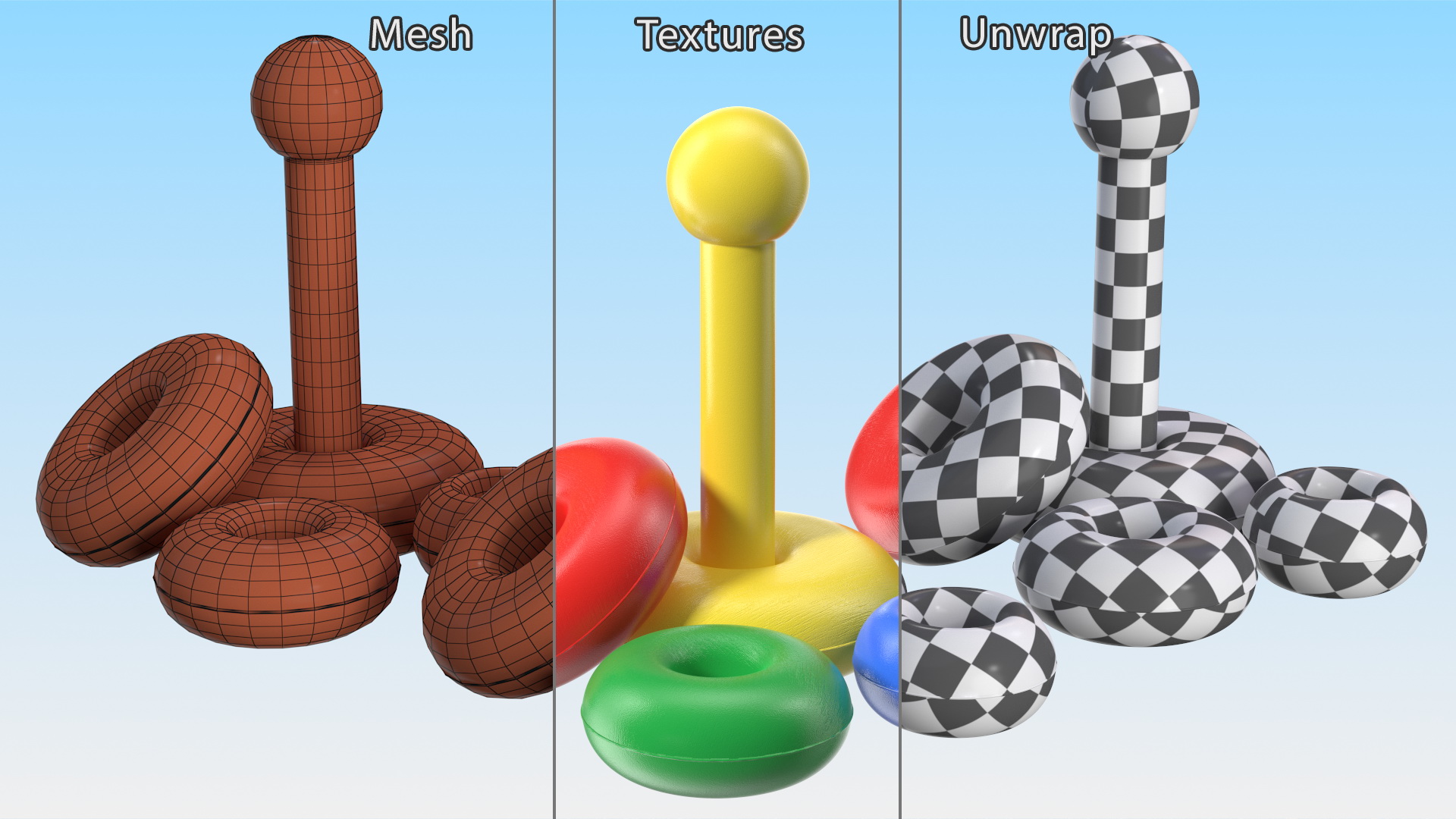 3D model Children's Toy Pyramid Disassembled